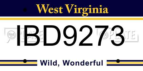 IBD9273 West Virginia License Plate
