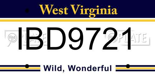 IBD9721 West Virginia License Plate