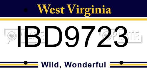 IBD9723 West Virginia License Plate
