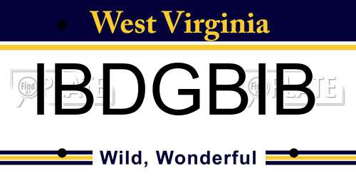 IBDGBIB West Virginia License Plate
