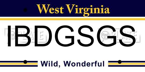 IBDGSGS West Virginia License Plate