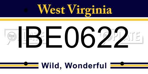 IBE0622 West Virginia License Plate