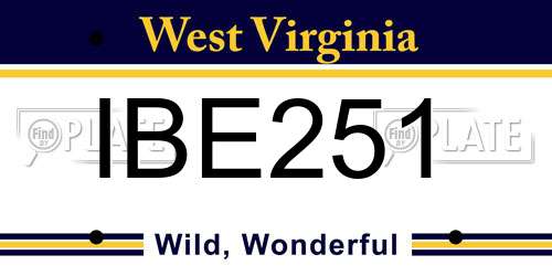 IBE251 West Virginia License Plate