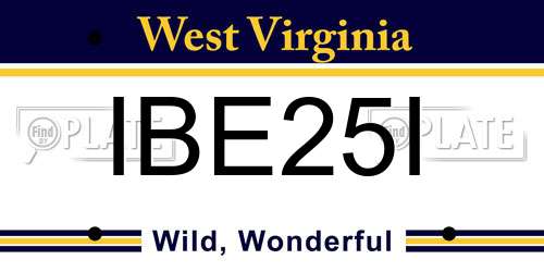 IBE25I West Virginia License Plate