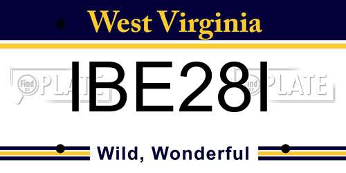 IBE28I West Virginia License Plate