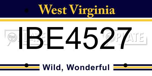 IBE4527 West Virginia License Plate