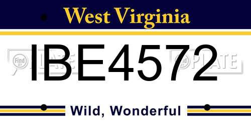 IBE4572 West Virginia License Plate