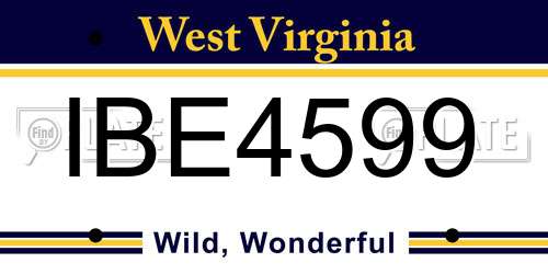 IBE4599 West Virginia License Plate