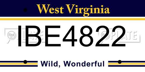 IBE4822 West Virginia License Plate