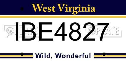 IBE4827 West Virginia License Plate