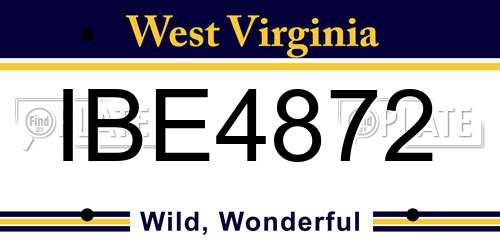 IBE4872 West Virginia License Plate