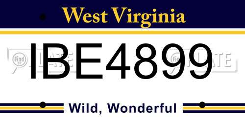 IBE4899 West Virginia License Plate