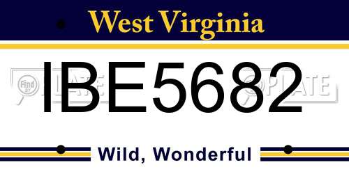 IBE5682 West Virginia License Plate