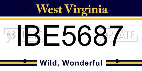 IBE5687 West Virginia License Plate