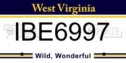 IBE6997 West Virginia License Plate