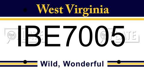 IBE7005 West Virginia License Plate