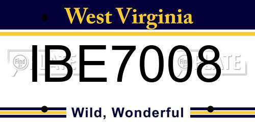 IBE7008 West Virginia License Plate