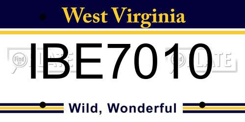 IBE7010 West Virginia License Plate