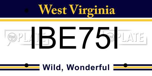 IBE75I West Virginia License Plate