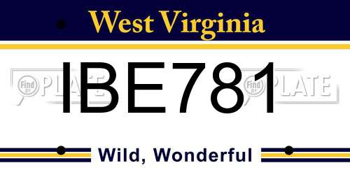 IBE781 West Virginia License Plate