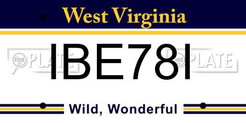 IBE78I West Virginia License Plate