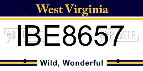 IBE8657 West Virginia License Plate