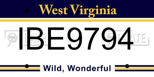 IBE9794 West Virginia License Plate