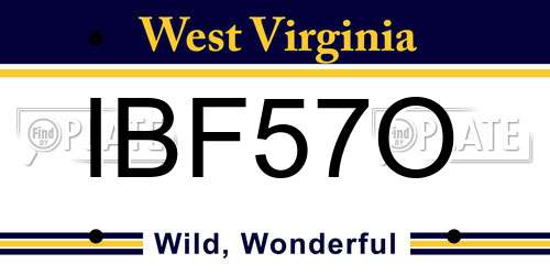 IBF57O West Virginia License Plate
