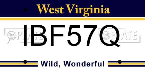 IBF57Q West Virginia License Plate