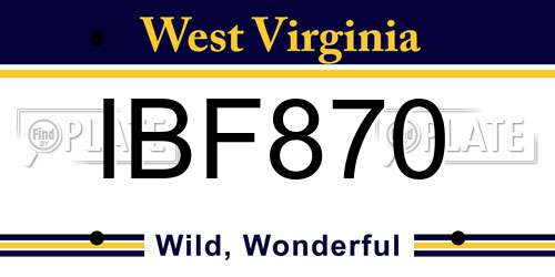 IBF870 West Virginia License Plate