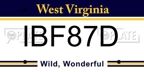 IBF87D West Virginia License Plate