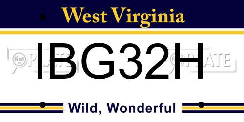 IBG32H West Virginia License Plate