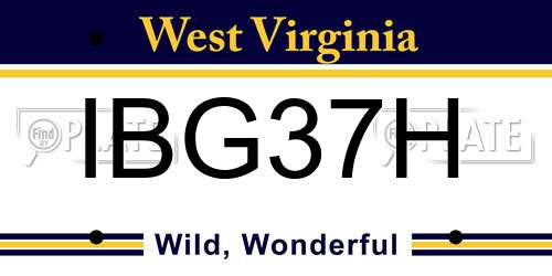 IBG37H West Virginia License Plate