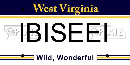 IBISEEI West Virginia License Plate