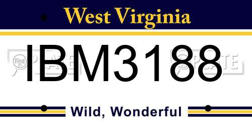 IBM3188 West Virginia License Plate