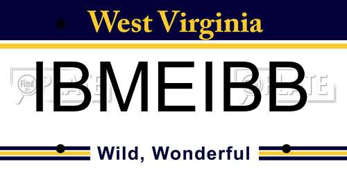 IBMEIBB West Virginia License Plate