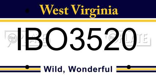 IBO3520 West Virginia License Plate