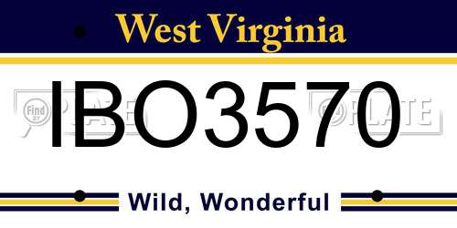 IBO3570 West Virginia License Plate