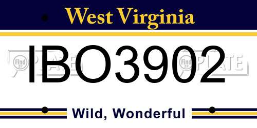 IBO3902 West Virginia License Plate