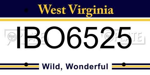 IBO6525 West Virginia License Plate