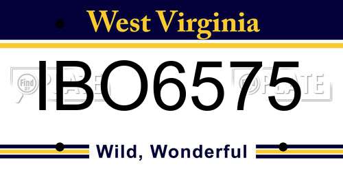IBO6575 West Virginia License Plate