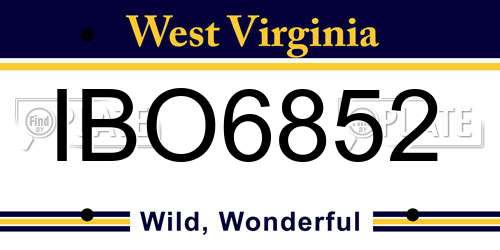 IBO6852 West Virginia License Plate