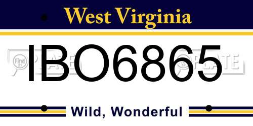 IBO6865 West Virginia License Plate