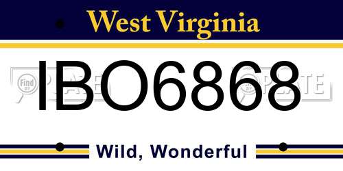 IBO6868 West Virginia License Plate