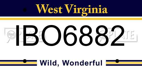 IBO6882 West Virginia License Plate