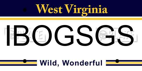 IBOGSGS West Virginia License Plate
