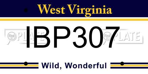 IBP307 West Virginia License Plate