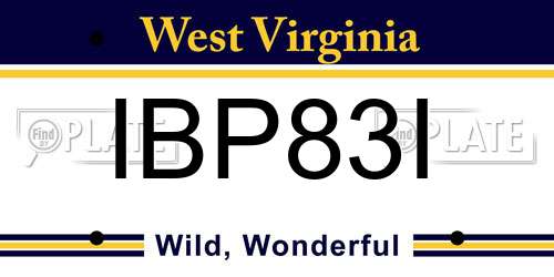 IBP83I West Virginia License Plate