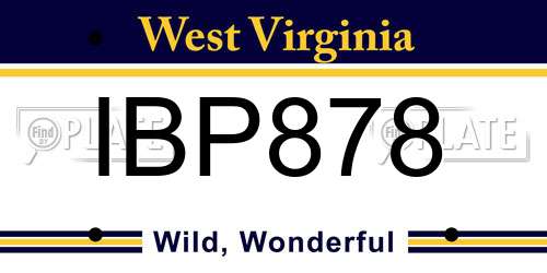 IBP878 West Virginia License Plate