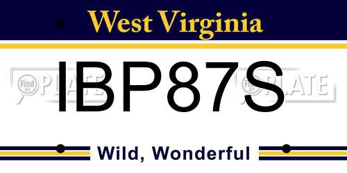 IBP87S West Virginia License Plate